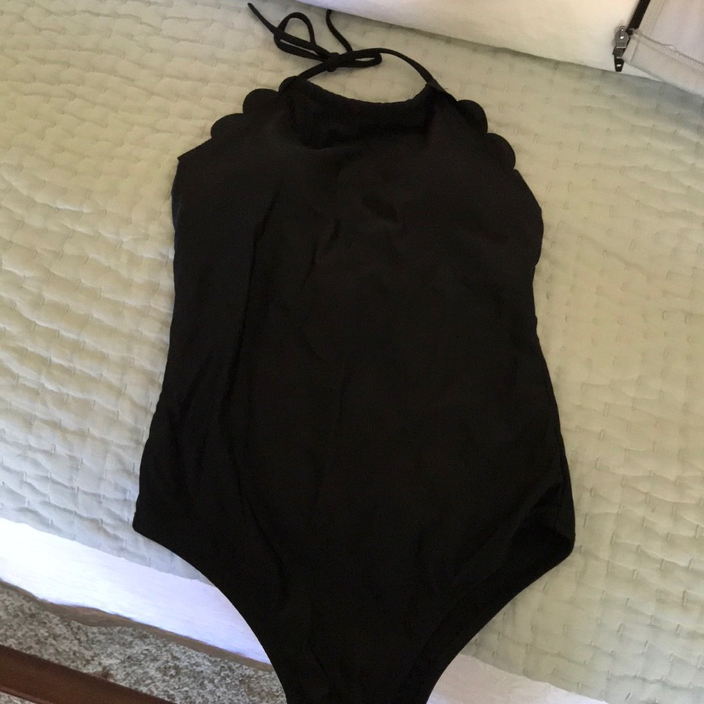 One piece bathing suit; black;